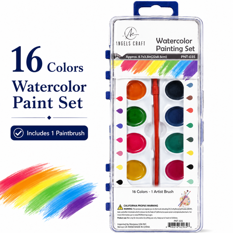 16-Color Vibrant Watercolor Paint Set with Brush