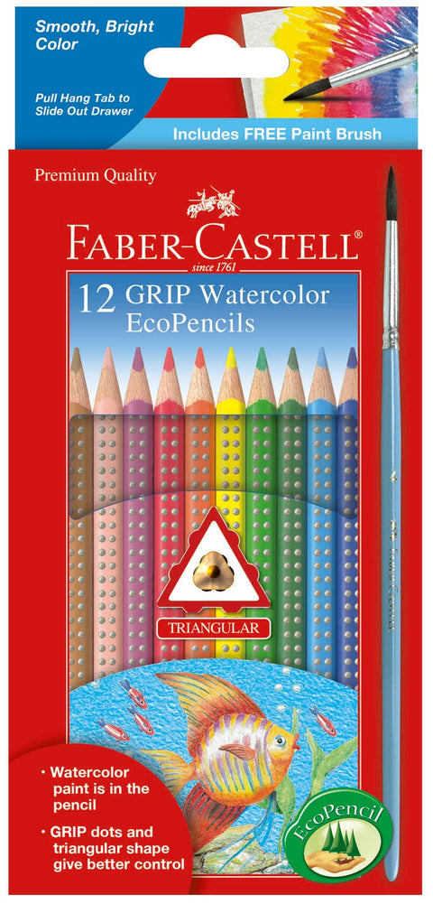 12 Grip Watercolor Pencils with Raised Grip - EcoPencils