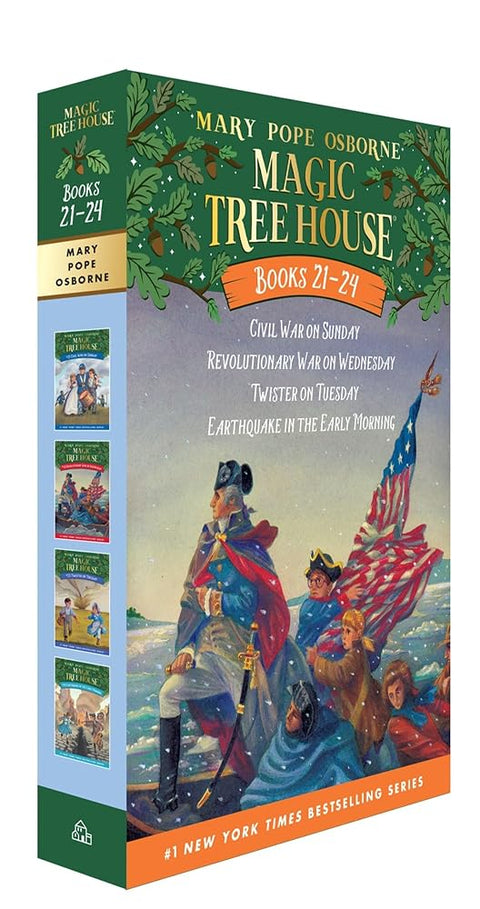 Magic Tree House Books 21-24 Boxed Set: Civil War on Sunday; Revolutionary War on Wednesday; Twister on Tuesday; Earthquake in the Early Morning cover image