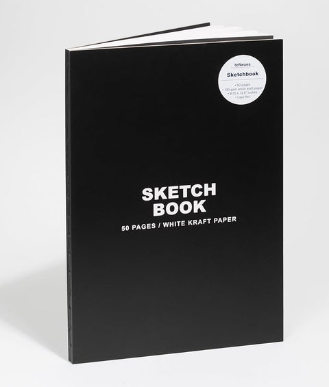 teNeues - Sketchbook Hardcover - 50 Smooth White Kraft Paper Pages with Lay Flat Binding, Classic Black: Sketchbook: Sketchbook cover image