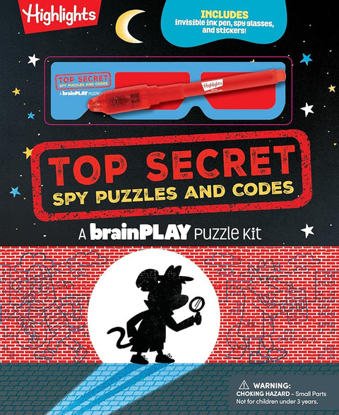 brainPLAY Top Secret Spy Puzzles and Codes: Puzzle Book Packed with Brain Teasers and Hidden Pictures Challenges for Kids 7 and Up (brainPLAY Puzzle Books) cover image