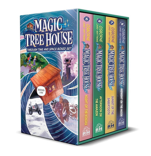 Magic Tree House Through Time and Space Boxed Set: Graphic Novels 5-8: Night of the Ninjas; Afternoon on the Amazon; Sunset of the Sabertooth; ... Boxed Set) (Magic Tree House Graphic Novels) cover image