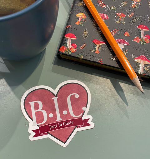 Jane Yolen's "Butt In Chair" Vinyl Sticker