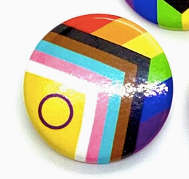 Intersex Inclusive Rainbow/ Progress Flag Button The QUILTBAG