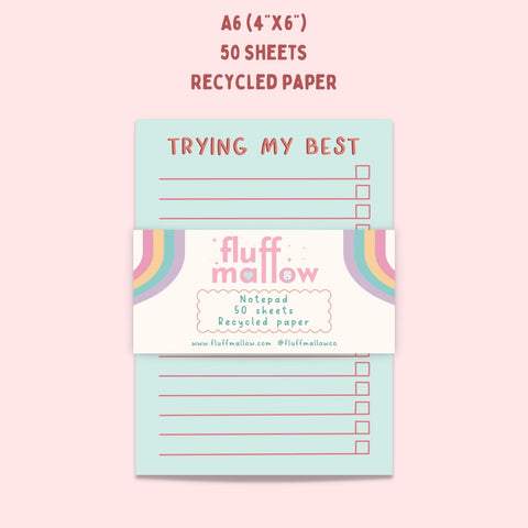 Trying my best affirmation to-do list note pad