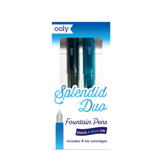 Splendid Duo Fountain Pens: Black & Blue Inks - Set of 2 Pens