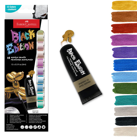 Black Edition 12 Ct Acrylic Liquid Paint Tubes, Metallic