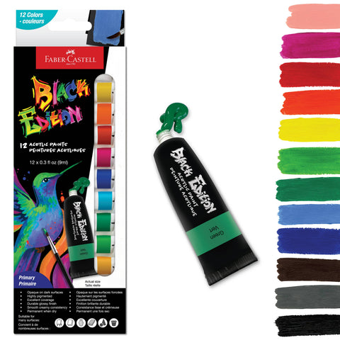 Black Edition 12 Ct Acrylic Liquid Paint Tubes, Basic Colors