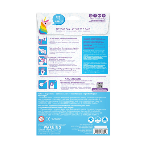 Tattoo-Palooza, Tattoos & Nail Stickers: Unicorns & Rainbow