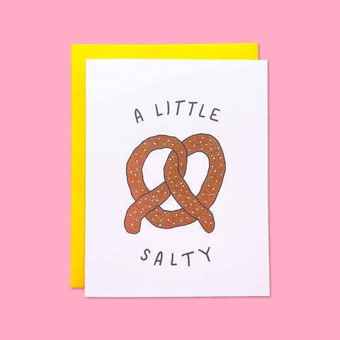 A Little Salty Pretzel Risograph Card