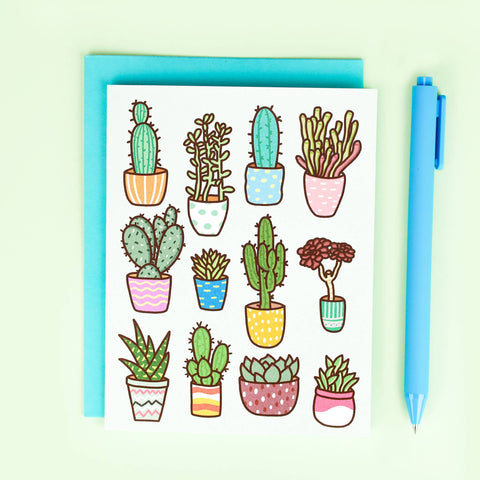 Turtle's Soup | Potted Succulent Pattern Note Card