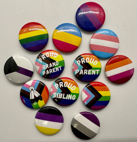 Pride Buttons (1" - 1.5” diameter): Proud Sibling