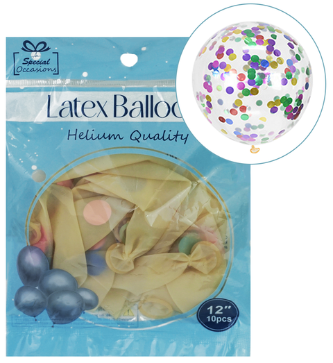 Confetti-Filled Clear Latex Balloons