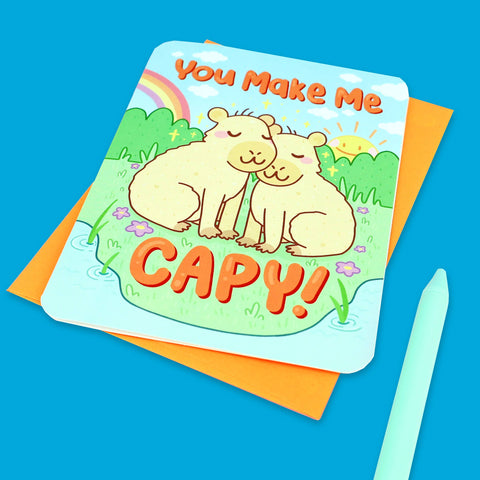 You Make Me Capy Capybara Valentine's Day Greeting Card