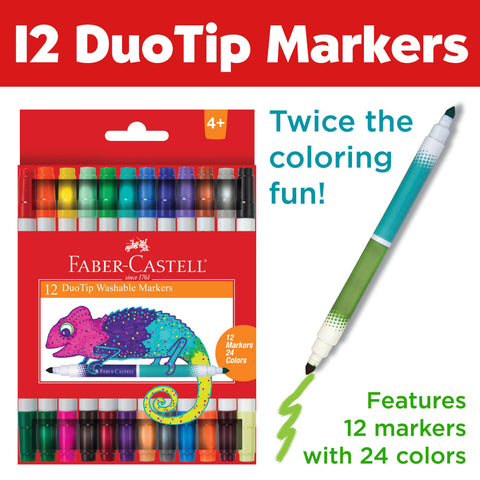 12 DuoTip Washable Markers for Kids - 24 Colors