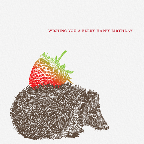 Hedgehog Strawberry Birthday Greeting Card