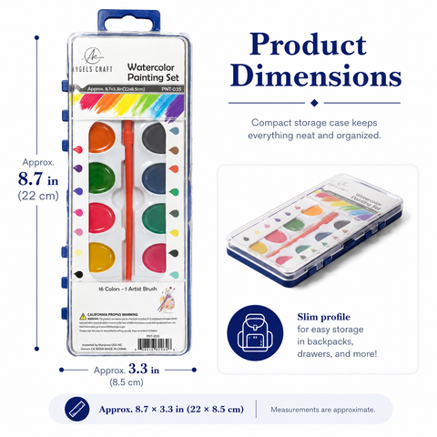 16-Color Vibrant Watercolor Paint Set with Brush