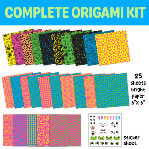 Neon Origami Mini Kit - DIY Craft for Kids