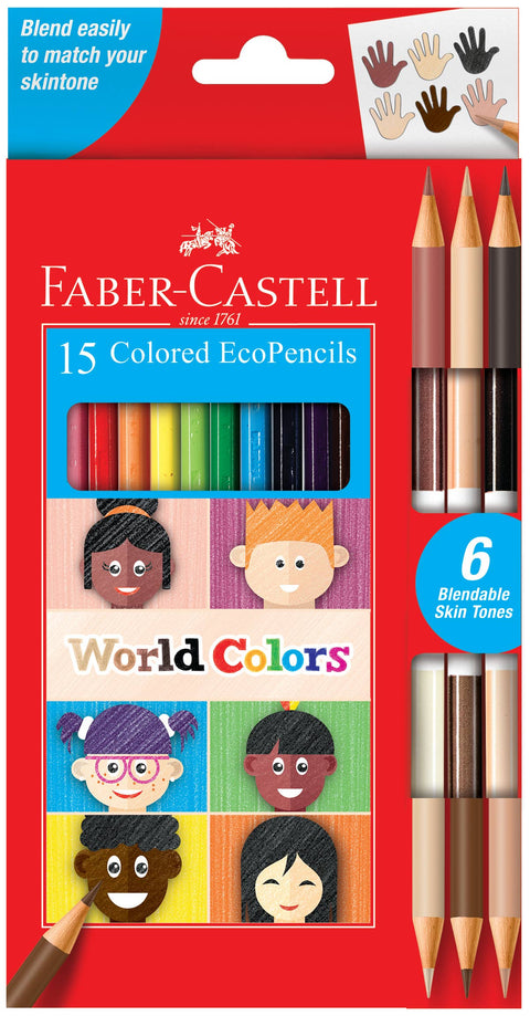 World Colors: 15 Colored Pencils with Skin Tones EcoPencils
