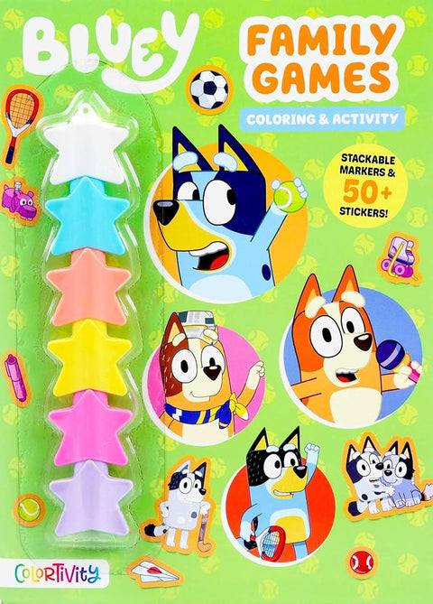 Bluey: Family Games: Coloring & Activity with Stackable Markers cover image