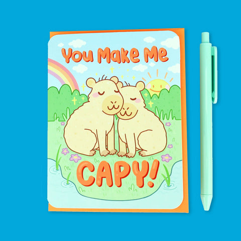 You Make Me Capy Capybara Valentine's Day Greeting Card