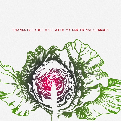 Emotional Cabbage Thank You Greeting Card