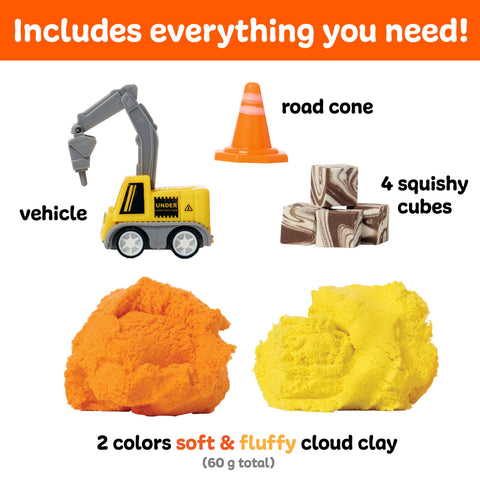 Sensory Mini Play Kit Jar with Cloud Clay: Construction Theme
