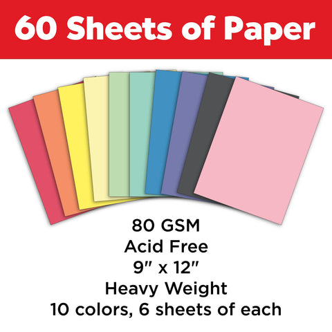Construction Paper Pad: 60 sheets 9" x 12" - 10 colors