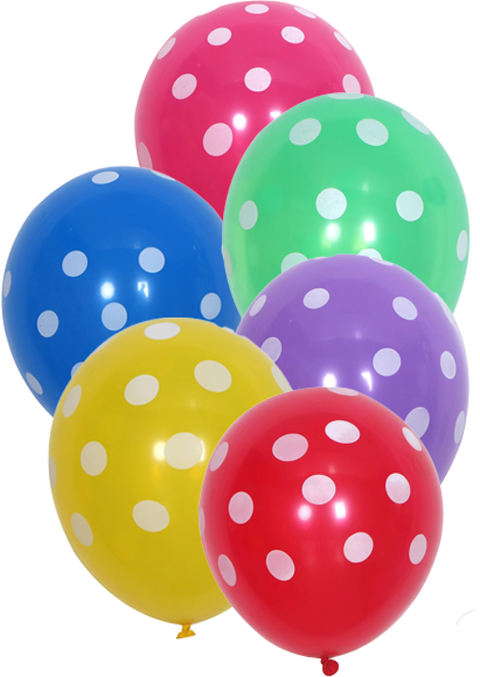 Polka Dots Latex Party Balloon, Assorted Colors  12in, 10ct