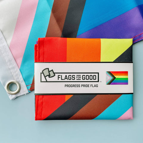 Progress LGBTQ+ Pride Flag: 3ft x 5ft Double-Sided with Grommets
