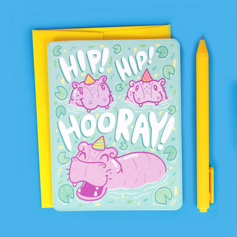 Hip Hip Hooray Hippo Congratulations Graduation Card | Turtle's Soup