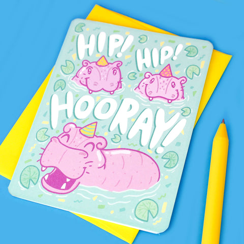 Hip Hip Hooray Hippo Congratulations Graduation Card | Turtle's Soup