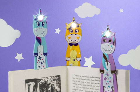 Thinking Gifts Company Ltd - Flexilight Unicorn LED 2 in 1 Reading Book Light/Bookmark: Blue