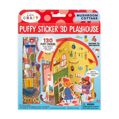 Puffy Sticker 3D Playhouse Mushroom Cottage | Bright Stripes