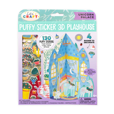 Puffy Sticker 3D Playhouse Unicorn Palace | Bright Stripes