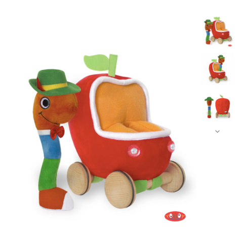 Lowly Worm Soft Toy with Applecar | Yottoy