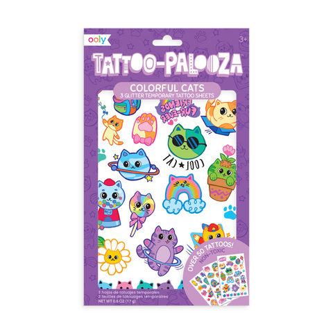 Colorful Cats Tattoo Palooza Temporary Tattoos | OOLY